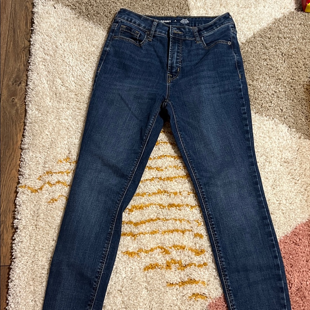 Old Navy Women's High Rise Jeans - Dark Blue 6 Short